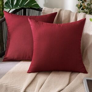Decorative Outdoor Pillow Covers SQUARE 18x18” (2-Pack) WINE RED
